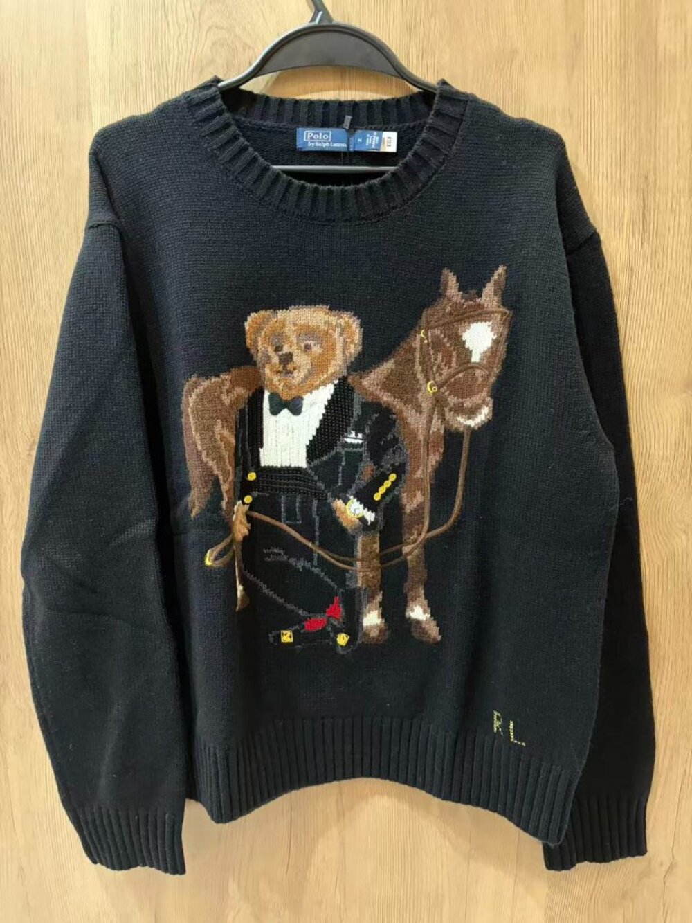 Polo Ralph Lauren Bear Sweater Black Teddy Bear Horse Knit Pullover